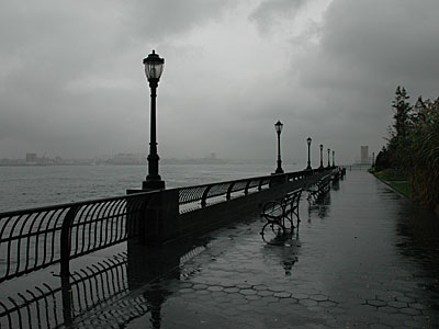 A gray day in Battery Park, Lower Manhattan, New York, NYC, USA
