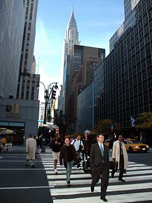 Street crossing, Chrysler Building, Manhattan, New York, NYC, USA