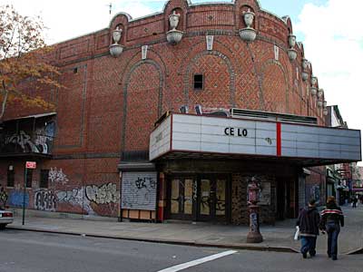 Disused cinema, Rodney Street and Broadway, Williamsburg, New York, USA