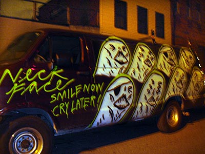 Neck Face graffiti van, Williamsburg, New York, USA