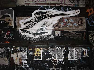 Skateboard Graffiti, Lower East Side, New York, signs, shops and graffiti, Manhattan, New York, USA