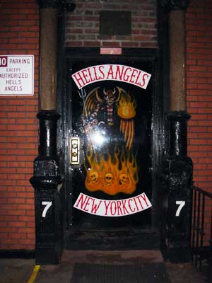 Hells Angels club room, E3rd St/2nd Ave, Lower East Side, Manhattan., New York City, NYC, USA