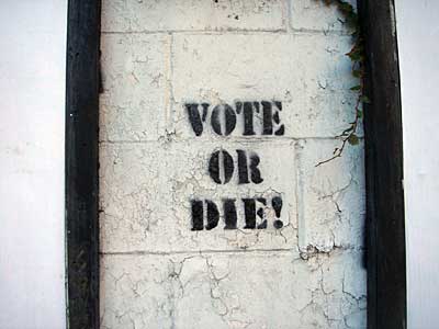 Vote or Die! Stencil, Lower East Side, Manhattann, New York City, NYC, USA