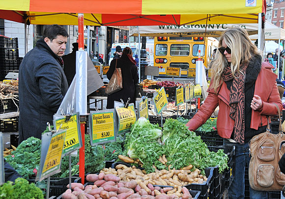 Photos of the Union Square Greenmarket, a farmers' market in the heart of Manhattan, New York, NYC