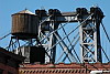 Water tower and Bridge, Williamsburg, Brooklyn, New York, USA