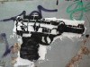 Gun stencil in Manhattan, New York, USA