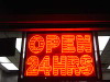 Open 24 hours, neon sign, New York, USA