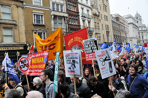 Photos of the TUC March for the Alternative, photos of the anti-cuts protest, central London, Saturday 26th March 2011