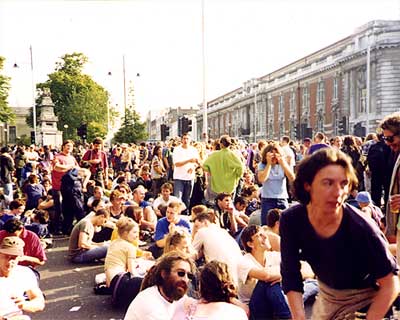 Looking south, Reclaim the Streets, Brixton High Road, June 1998 