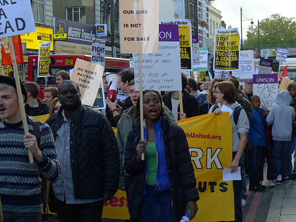 Brixton, Protest the Cuts rally and march, Windrush Square, Brixton, London, Saturday 30th October 2010