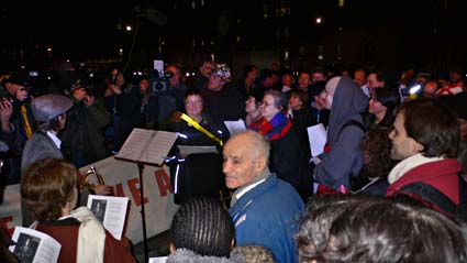 Carol singing in Parliament Square, London, December 21st in protest at Serious Organised Crime and Police Act 2005