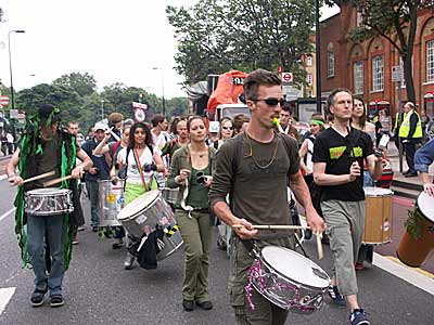 Drummers, Jayday Cannabis March and Festival, Brixton Road 5th June 2004