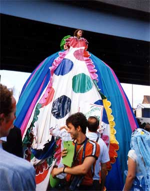 Drills under the dress, Reclaim the Streets, M41 Motorway, Shepherd's Bush, 8th June 1996