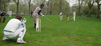Anarchist Mayday Cricket game, Mayday 2004, St James Park, London