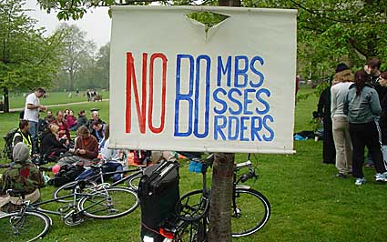 No Bombs, No Bosses, No Borders, Mayday 2004, St James Park, London