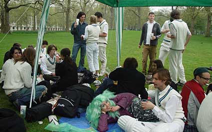 Anarchist Cricket Pavilion, Mayday 2004, St James Park, London