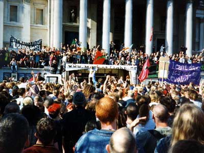 Sound system, Trafalgar Square,  Reclaim The Streets, London 12th April 1997