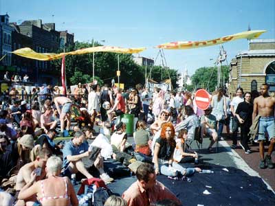 Chilled out High Street, Reclaim The Streets II, 23rd July 1995 Upper Street, Islington, London