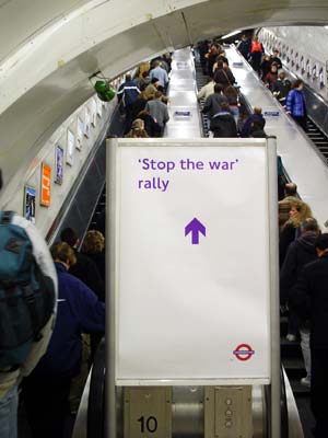 Charing Cross tube station, Stop the War Rally