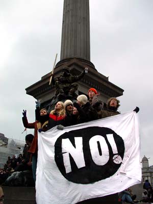 'NO' banner, Trafalgar Square, Stop the War Rally, London Feb 15th 2003