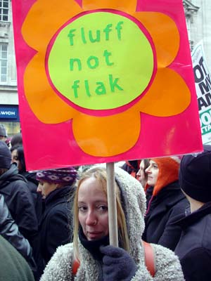 'Fluff Not Flak', Haymarket, Stop the War Rally, London Feb 15th 2003