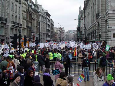 View down Piccadilly, Stop the War Rally, London Feb 15th 2003