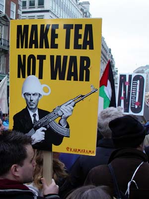 Make Tea Not War, Piccadilly, Stop the War Rally, London Feb 15th 2003