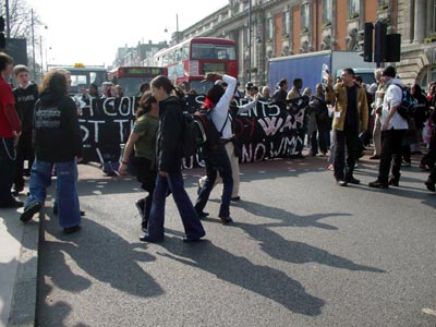 Road blocked! Brixton anti-war protest , Brixton, London March 20th 2003