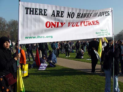 'There are no Hawksor Doves', Hyde Park, Stop the War in Iraq protest, London, March 22nd 2003