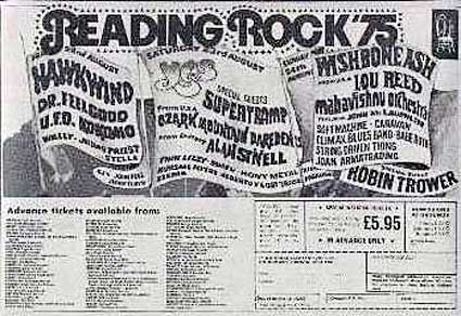 NME advert for the Reading Festival, 1975