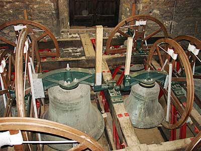 Church bells in the belfry, St Mary The Virgin, Rye, Sussex, UK