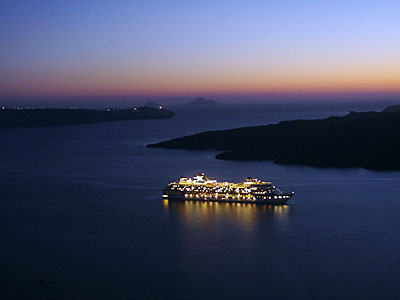 Cruise ship, Fira, Santorini, Greece, September 2004