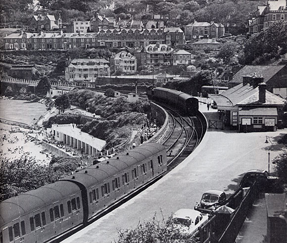 St Ives railway station: then and now. St Ives, Cornwall England UK
