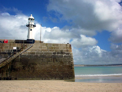 Lighthouse, St Ives harbour, St Ives, Cornwall