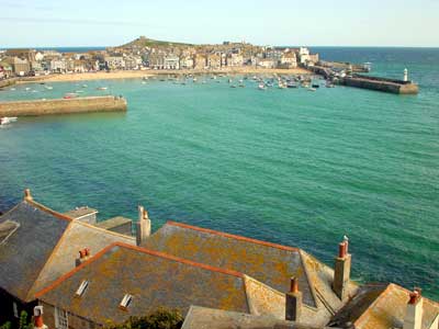 Harbour view from station bus station, St Ives, Cornwall, August 2002
