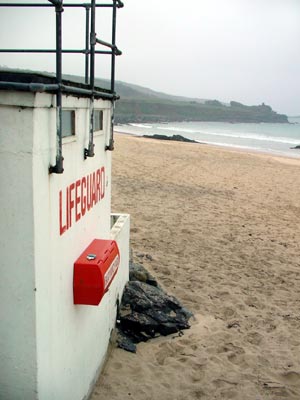 Lifeguard Station, Porthmeor Beach, St Ives, Cornwall, March 2003