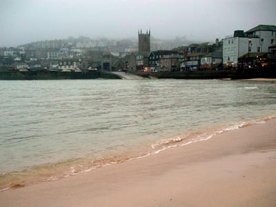 St Ives harbour, dusk, Cornwall, March 2003