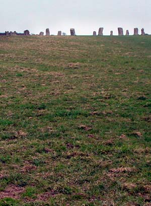 Rosemodress or Boleigh Circle, also known as the Merry Maidens stone circle, Lamorna Valley, Cornwall, March 2003