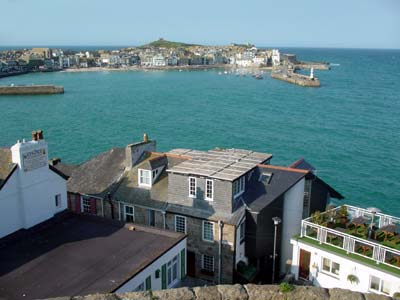 St Ives harbour from Pedn Olva, Cornwall, March 2003