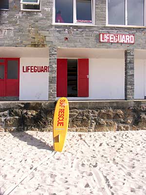 Lifeguard building, Porthmeor Beach, St Ives, Cornwall, April 2004