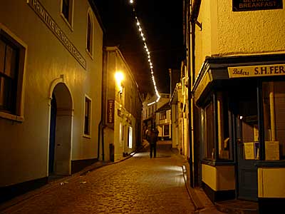 Fore Street at night, St Ives, Cornwall, April 2004