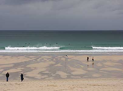 Gathering clouds over Porthmeor Beach, St Ives, Cornwall, April 2004