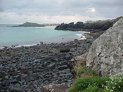 The Island from Clodgy Point, St Ives, Cornwall, April 2004