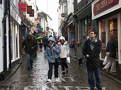 Fore Street in the rain, St Ives, Cornwall, April 2004