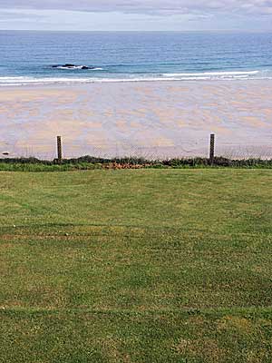 View across the bowling green, Porthmeor Beach, St Ives, Cornwall, April 2004