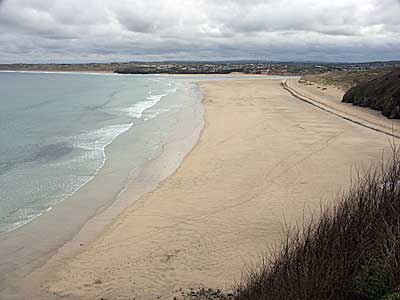Deserted beach, Porth Kidney sands, St Ives, Cornwall, April 2004