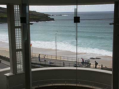 Tate Gallery view, Porthmeor Beach, St Ives, Cornwall, April 2004