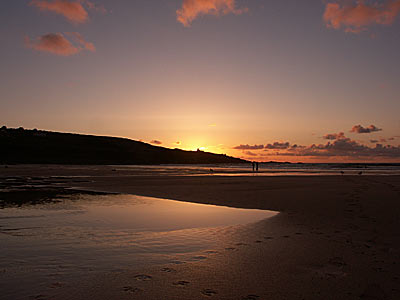 Sunset over Porthmeor Beach, St Ives, Cornwall, April 2004