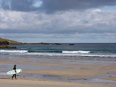 First surf of the day, Porthmeor Beach, St Ives, Cornwall, April 2004