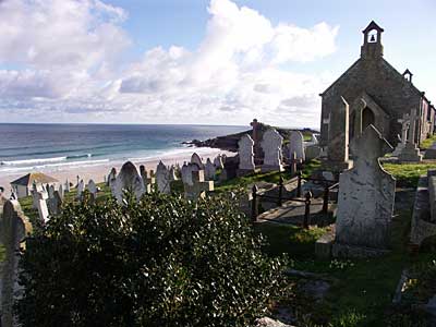 Barnoon cemetery and Porthmeor Beach, Porthmeor Beach, St Ives, Cornwall, April 2004